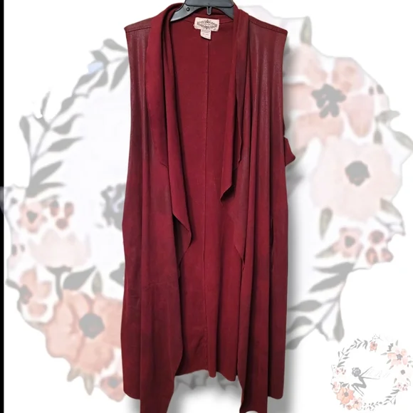 Oliver Faux Suede Draped Women's Maroon Vest XL - Picture 2 of 7
